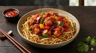 Chilli Chicken on Wok Fried Noodles